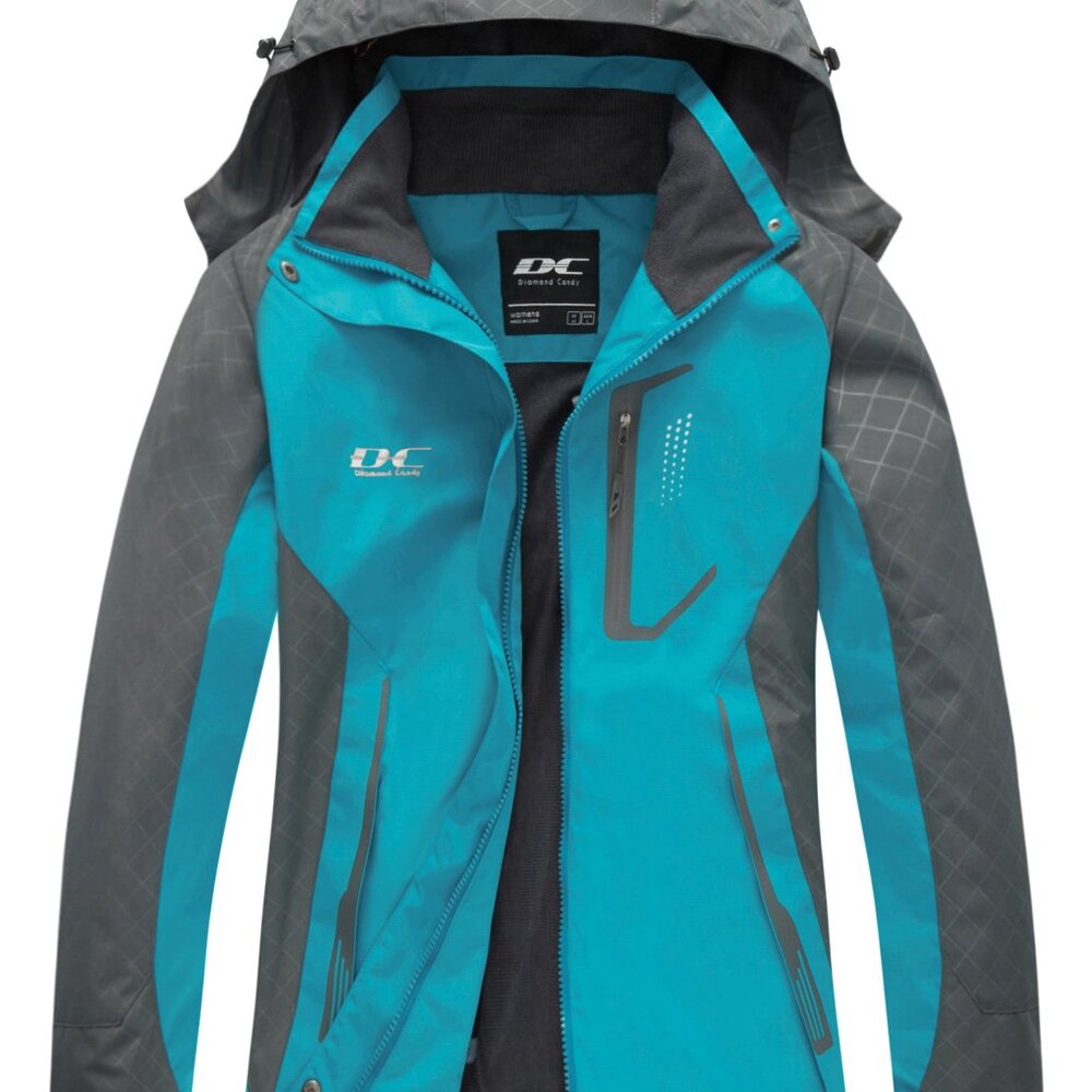 DC Diamond Candy Womens Rain Jacket Waterproof Coat with Hood